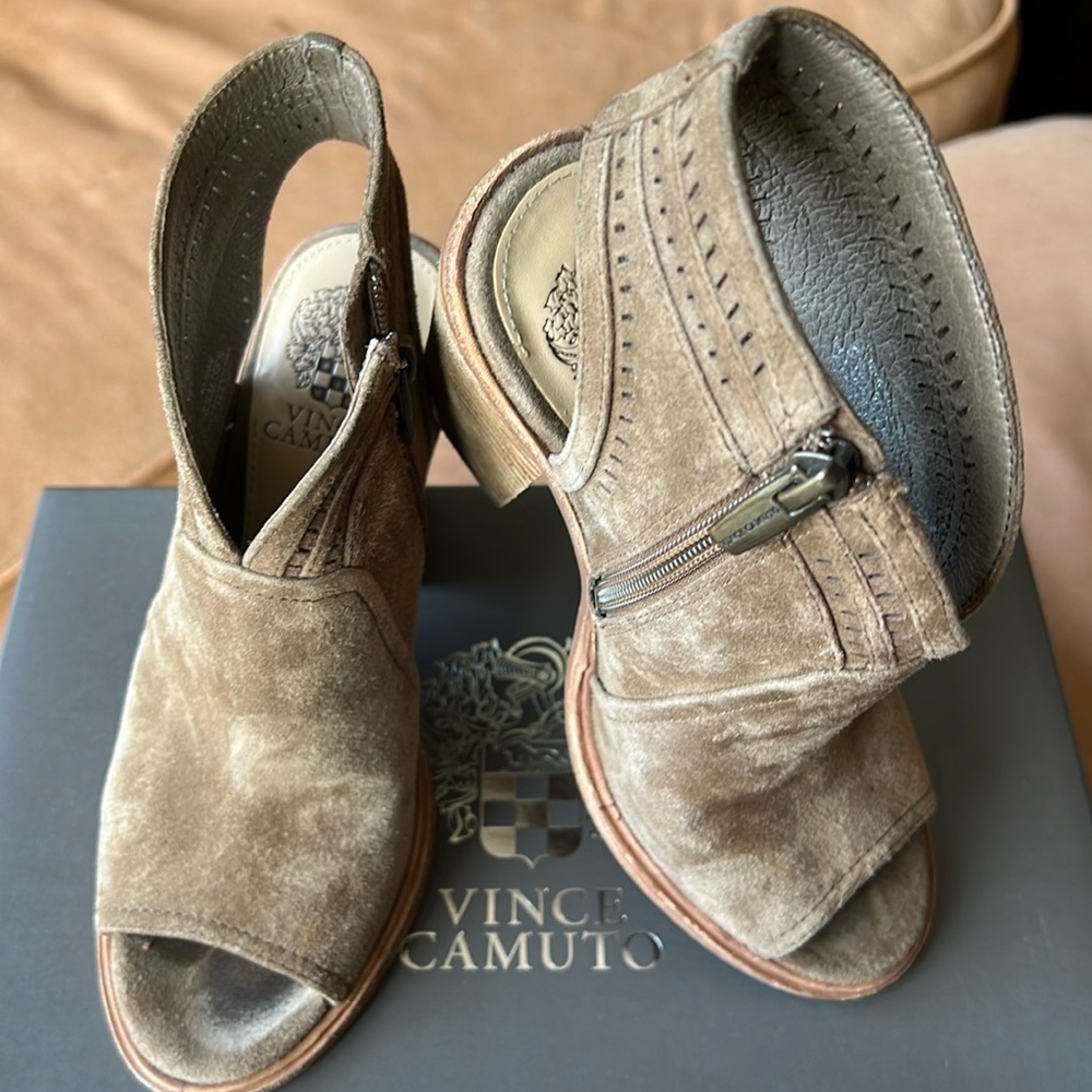 Vince Camuto Peep Toe Shoe - VC Koral Valleywood True Suede
